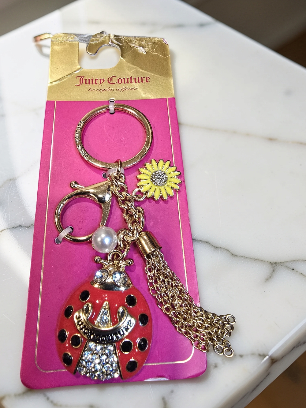 Juicy Couture Lucky Ladybug Crystal Keychain Bag Charm NWT